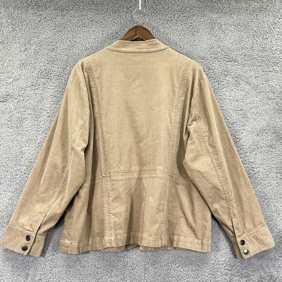 CJ Banks Fine Corduroy Button Front Jacket Women 2X Brown Pockets Long Sleeves - Picture 8 of 15
